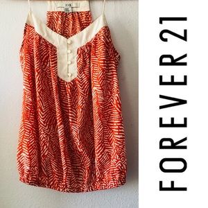 Forever21 orange and cream print tank